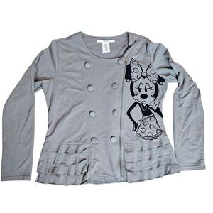 Disney Parks Minnie Mouse Long Sleeve Shirt Women's Size Large Gray All Over